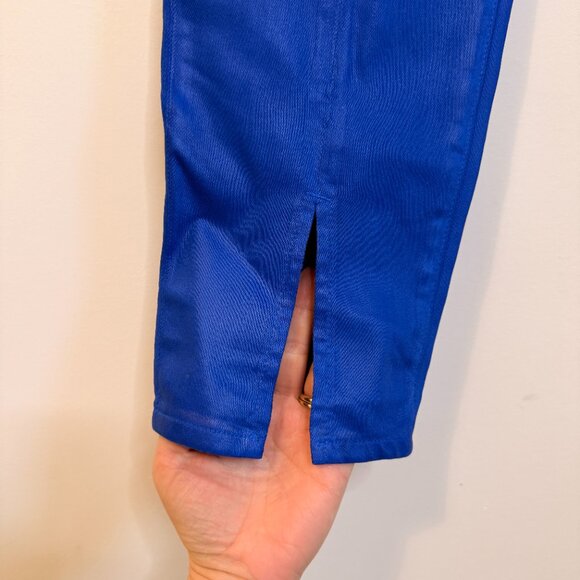 L'AGENCE Jyothi High Rise Split Ankle Jeans, Electric Blue Coated, Size 31 - Picture 4 of 9